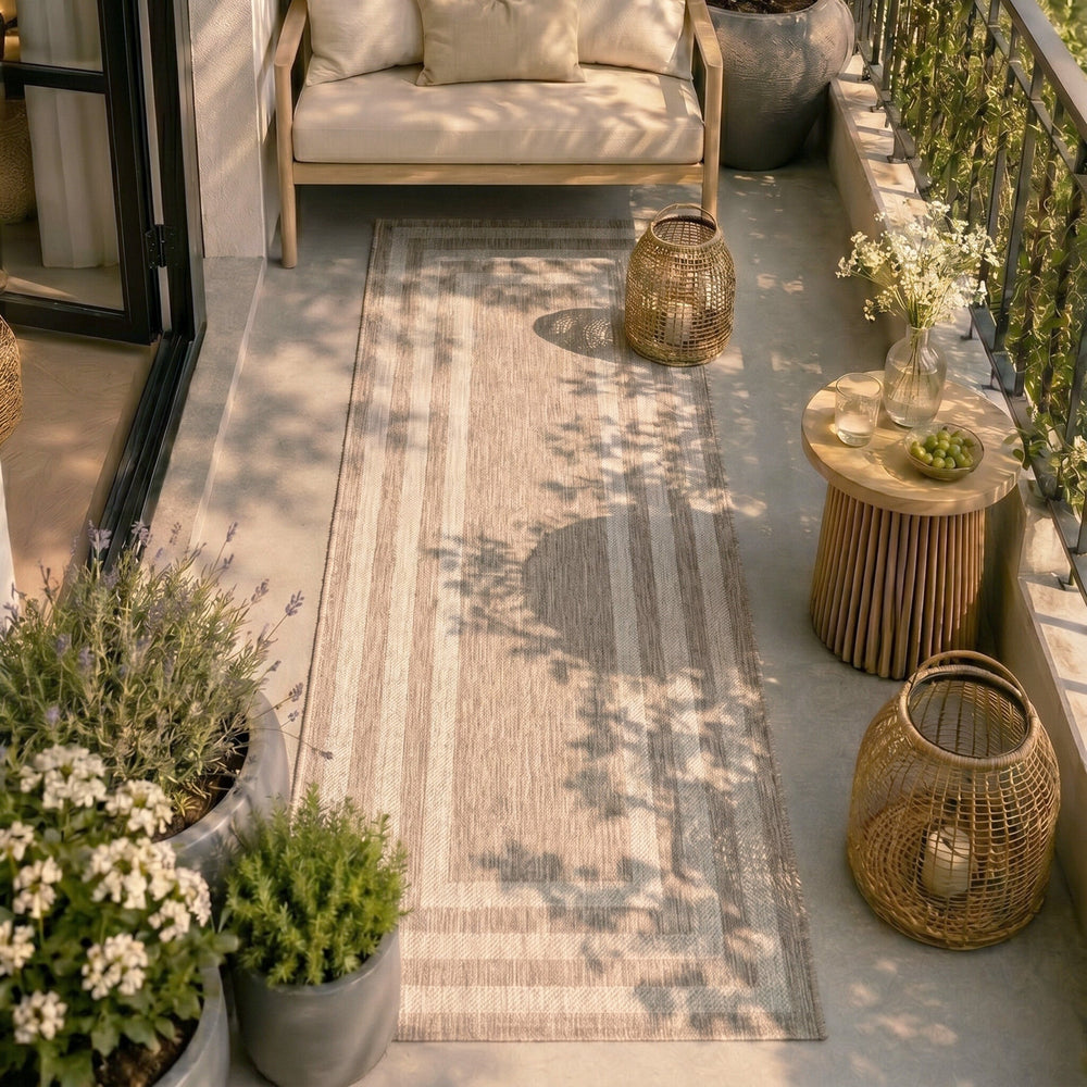 Balcony Rug - Sierra Frame Beige/Cream