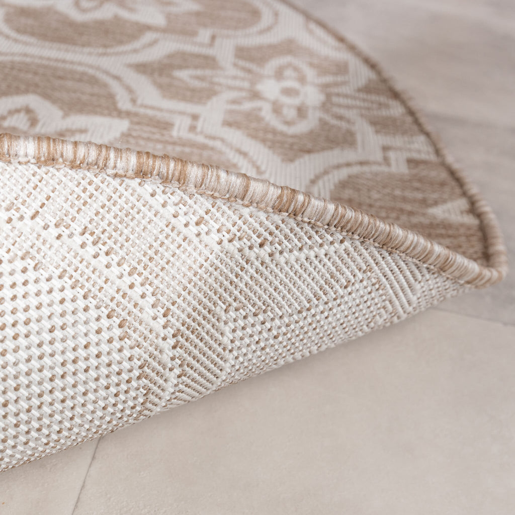 Round Outdoor Rug – Rio Flower Beige