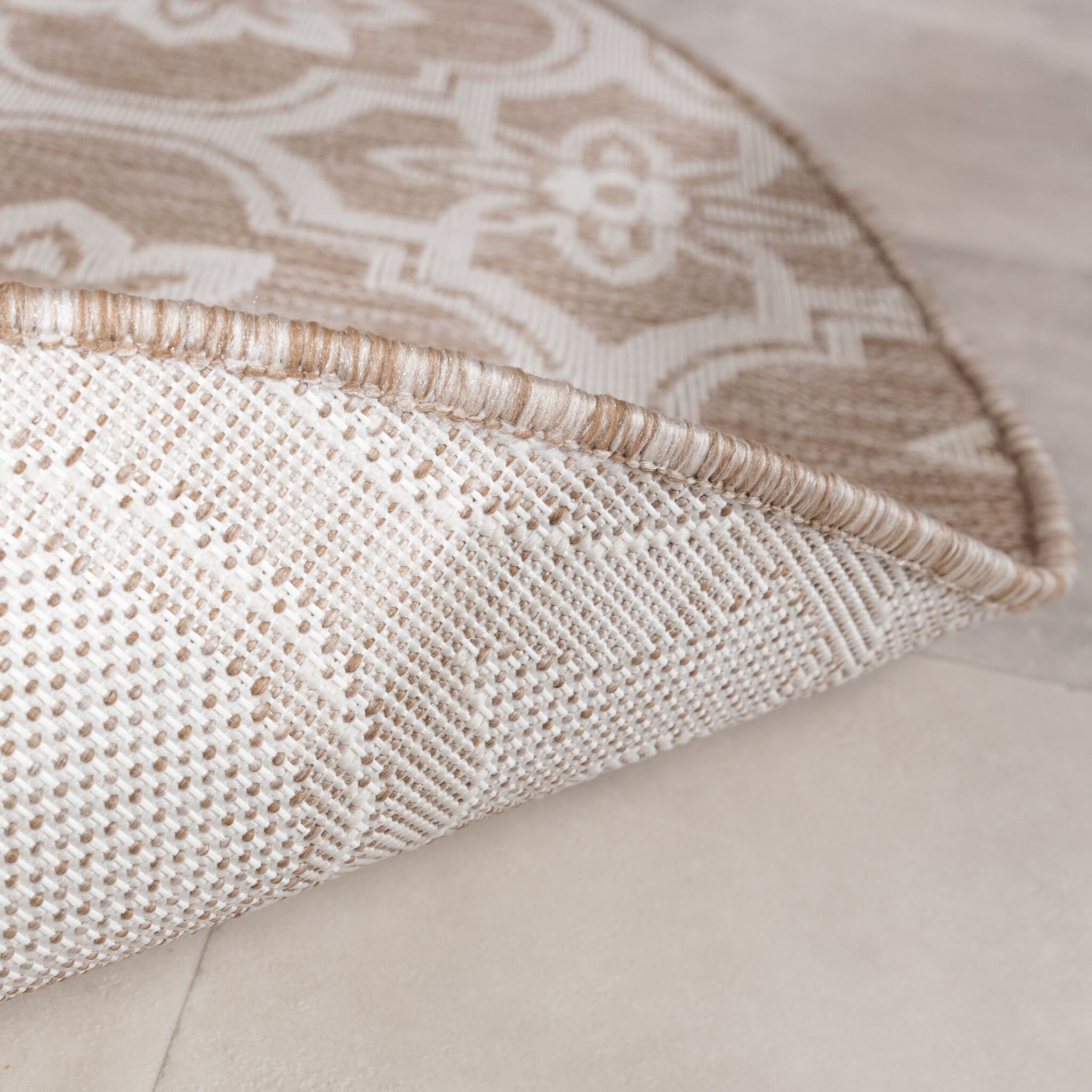 Round Outdoor Rug – Rio Flower Beige