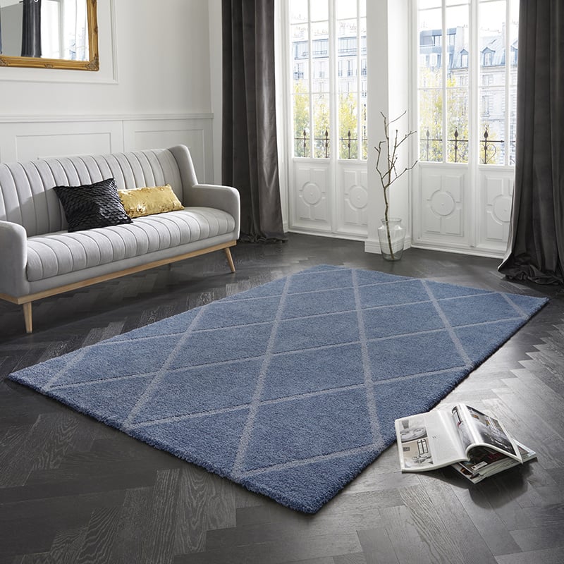 Scandinavian Floor Rug - Maniac Blue/Silver Lunel