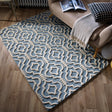 Wool floor rug - Morino Nador Blue/White