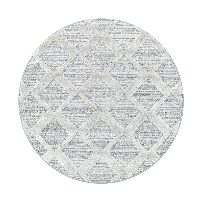 Round Scandinavian floor rug - Pitea Diamond Grey