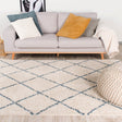 High Pile Rug - Grand Lines Cream/Blue
