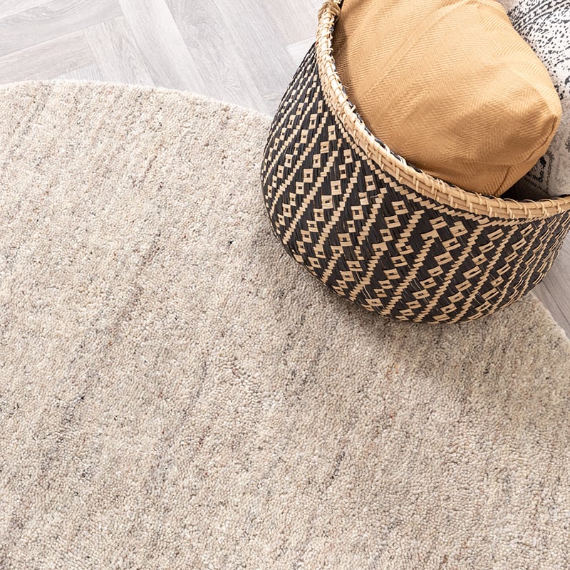 Round Berber Rug - Aicha Taupe