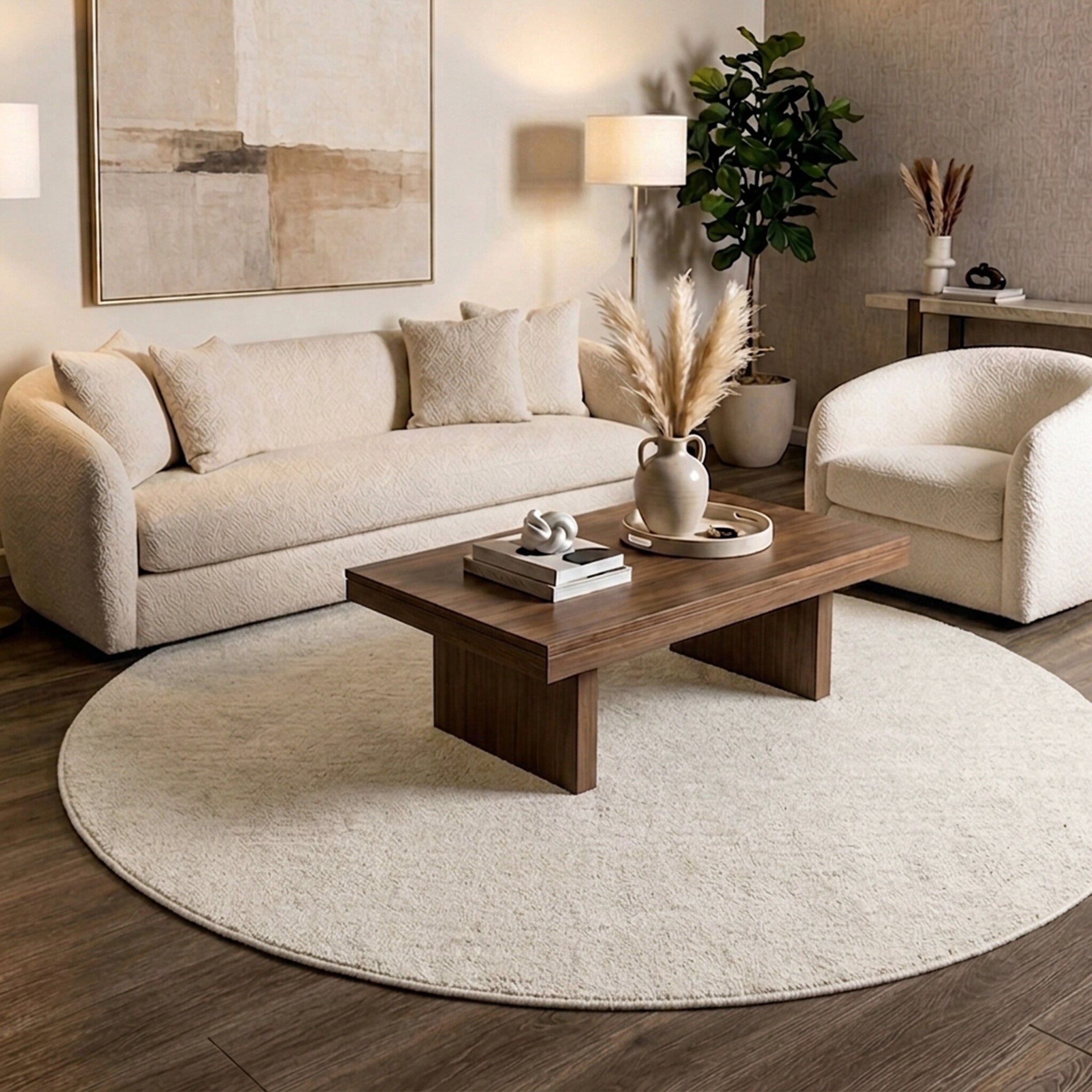 Round Berber Rug - Aicha Beige