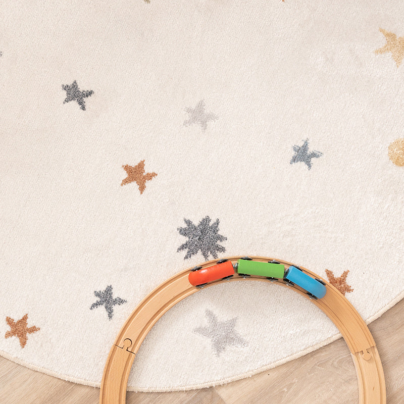 Round Washable Kids Rug - Ravi Stars Multicolour