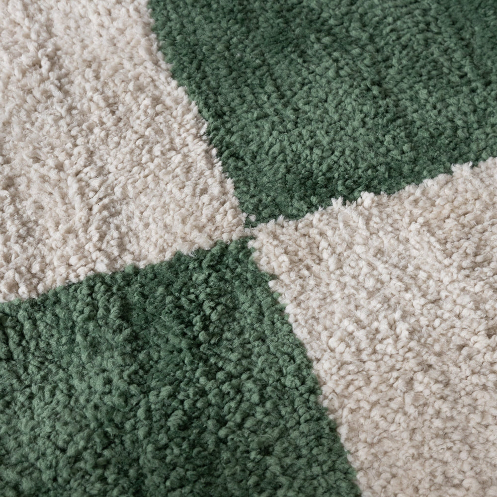 Checkerboard Rug - Blox Fringe Green