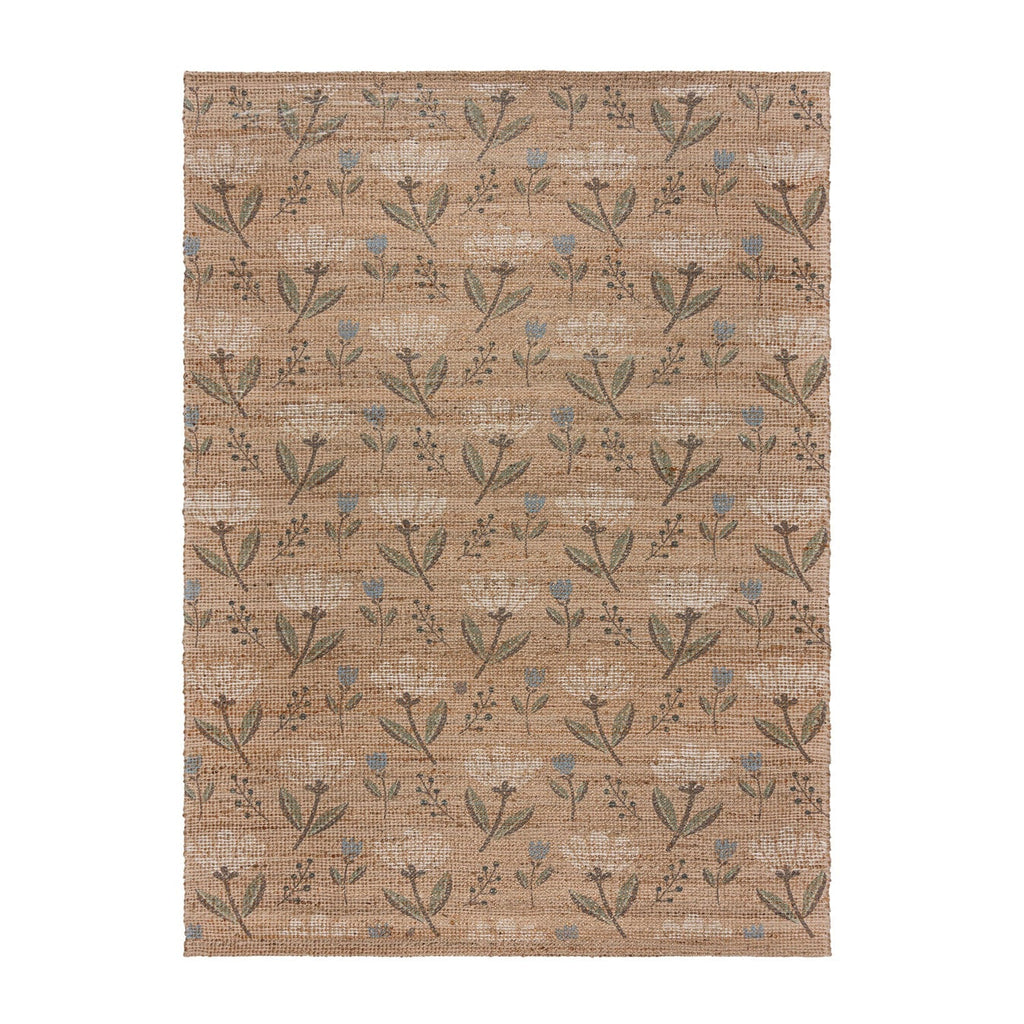 Jute floor rug - Amilio Floral Natural