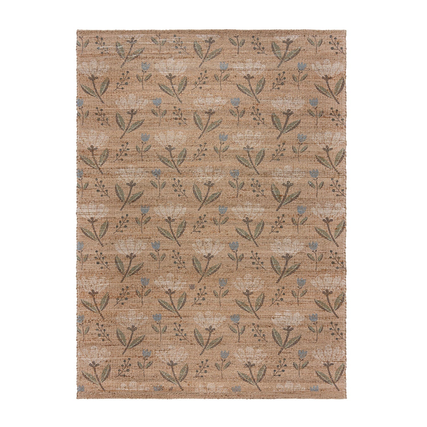 Jute floor rug - Amilio Floral Natural