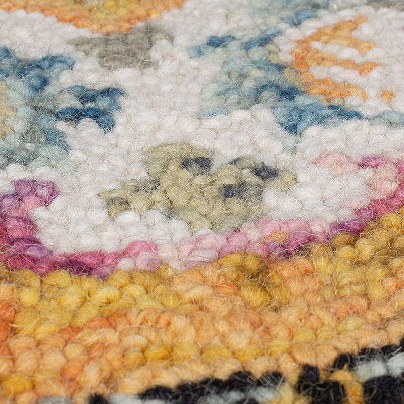 Wool floor rug - Wallo Dahlia Yellow/Multicolor