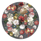 Round floral floor rug - Fleur Grey