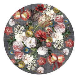 Round floral floor rug - Fleur Grey