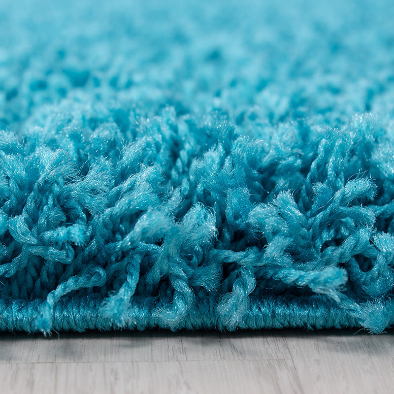 Round high-pile floor rug - Sade Turquoise