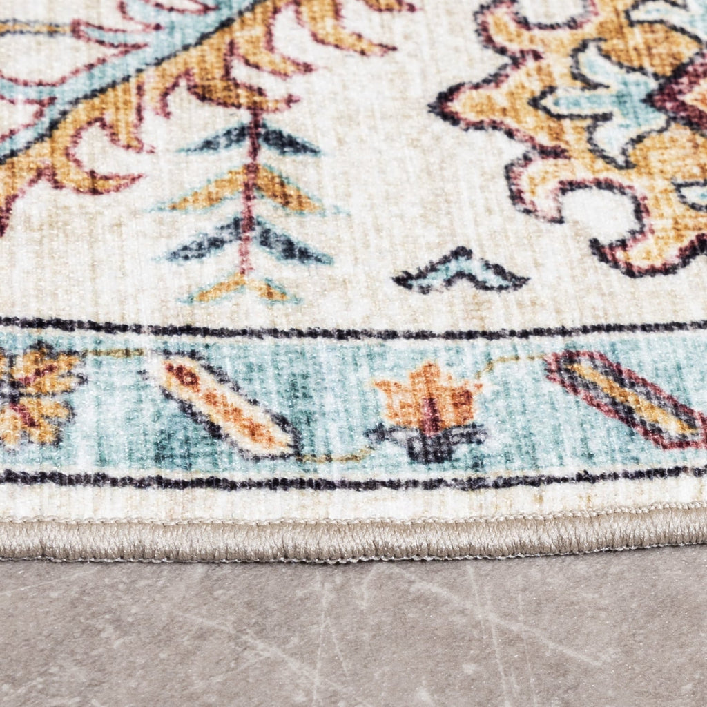 Round Vintage Outdoor Rug - Santo Medallion Light Blue