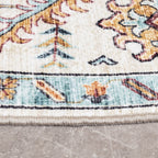 Round Vintage Outdoor Rug - Santo Medallion Light Blue