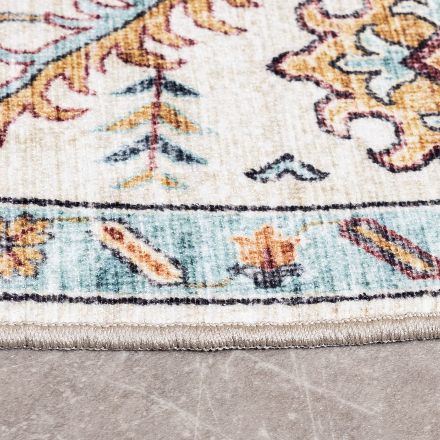 Round Vintage Outdoor Rug - Santo Medallion Light Blue
