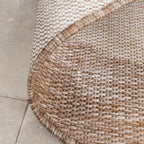 Round Indoor & Outdoor Rug - Sierra Border Beige/Cream