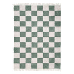 Checkerboard Rug - Blox Fringe Green