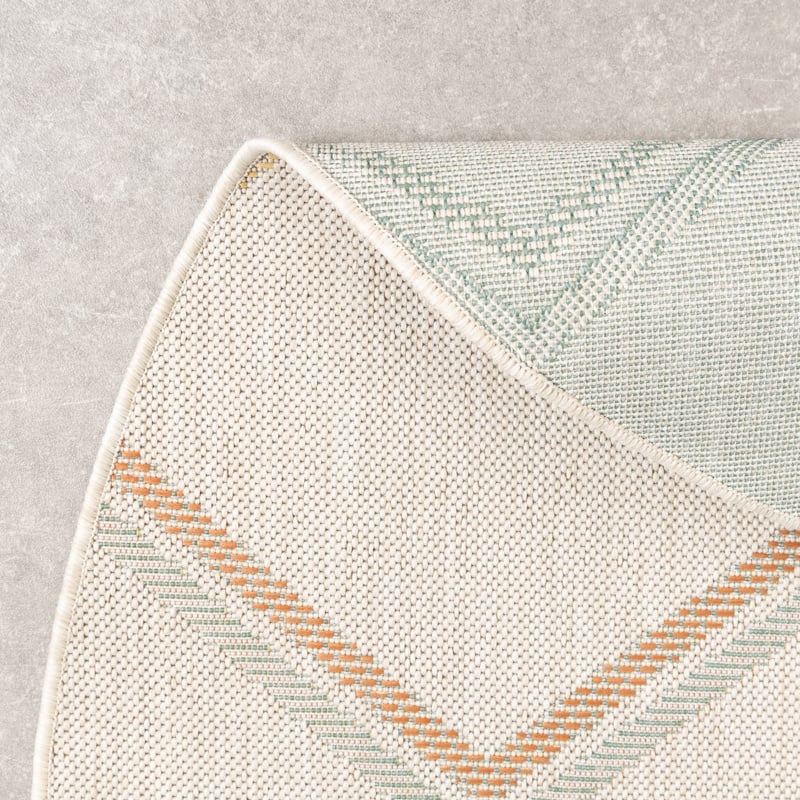 Round Modern Outdoor Rug - Playa Pattern Cream