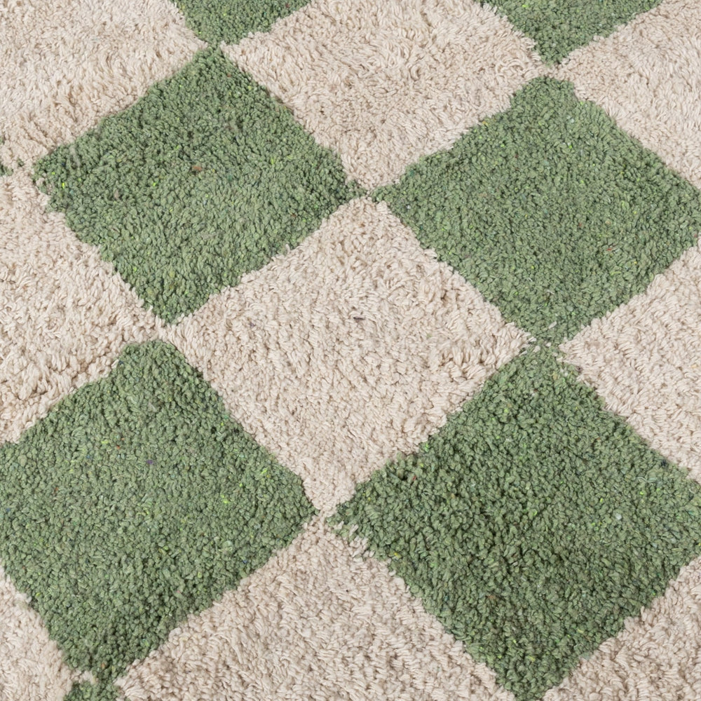 Round Retro Rug - Gambit Green/White