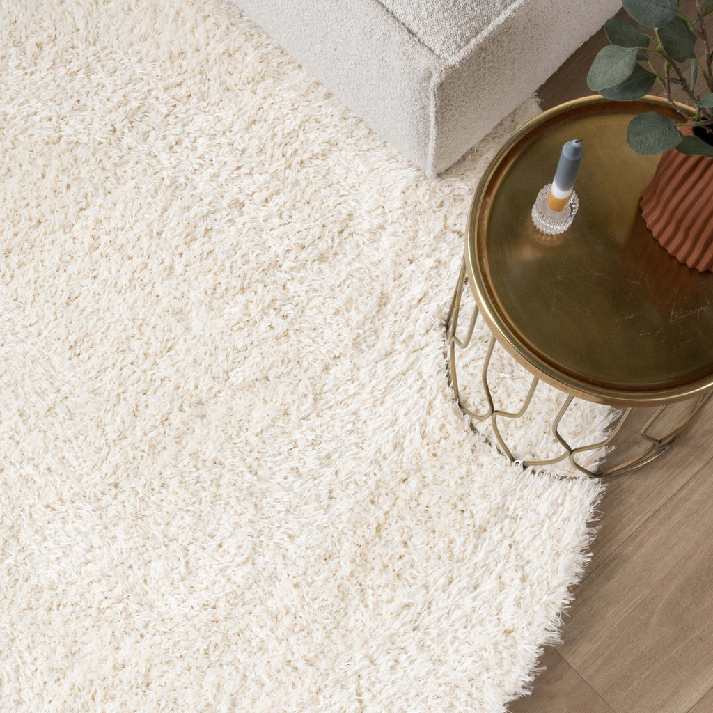Round Shaggy Rug - Blaze White