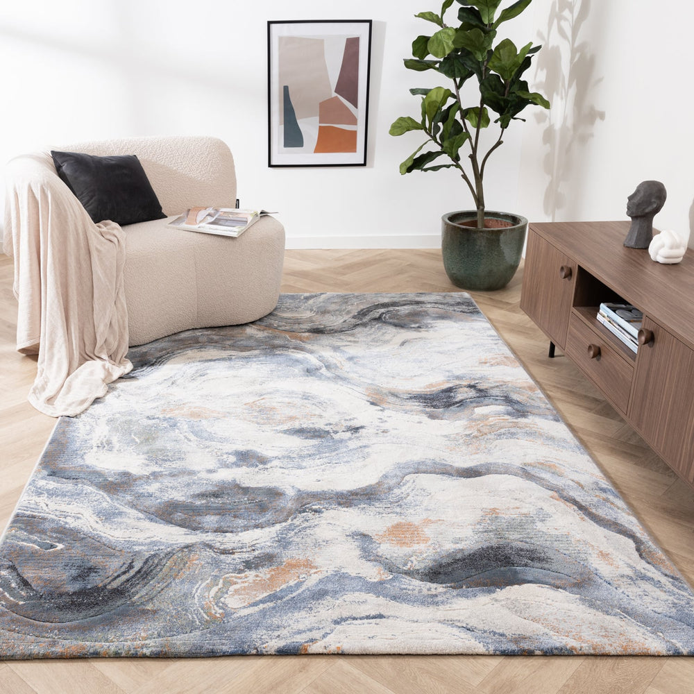 Abstract Rug - Xavier Wave Blue/Grey
