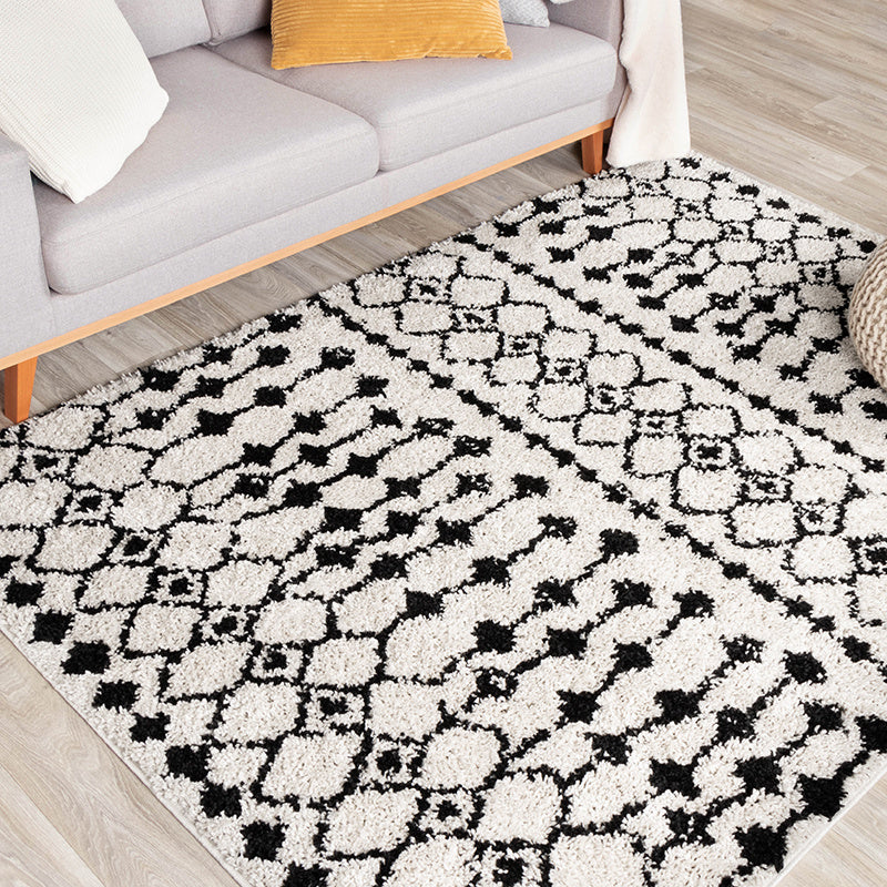High-Pile Rug - Grand Groove Cream/Black