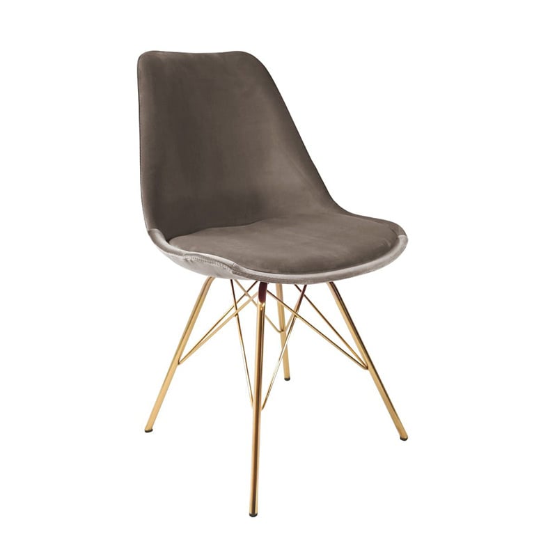 Chair Velvet Taupe - Gold frame
