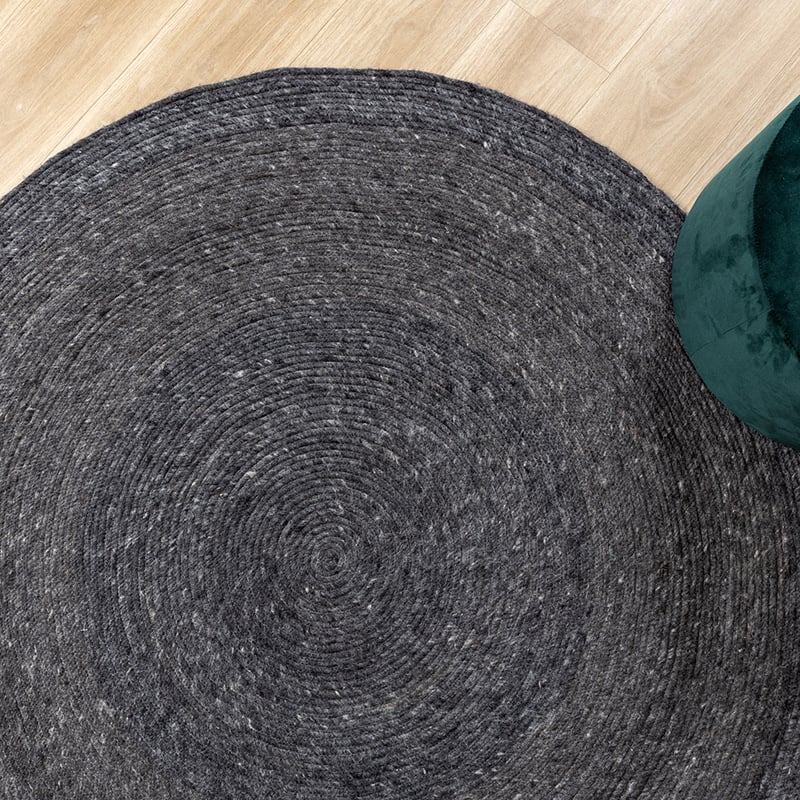 Round Wool Rug - Wise Anthracite