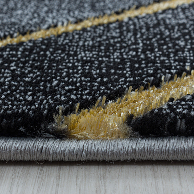 Modern floor rug - Marble Square Anthracite/Gold