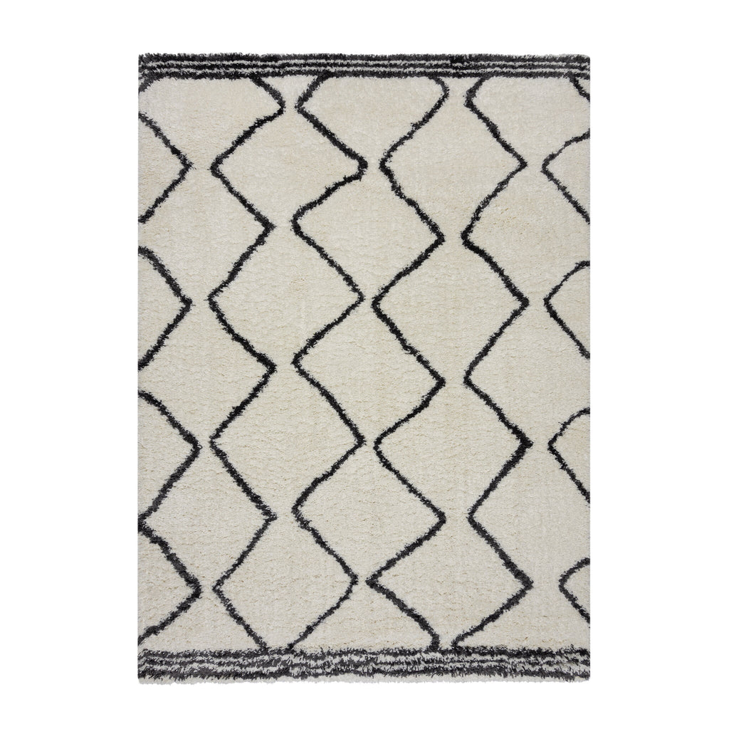 Berber Floor Rug - Riado Zigzag Black/White