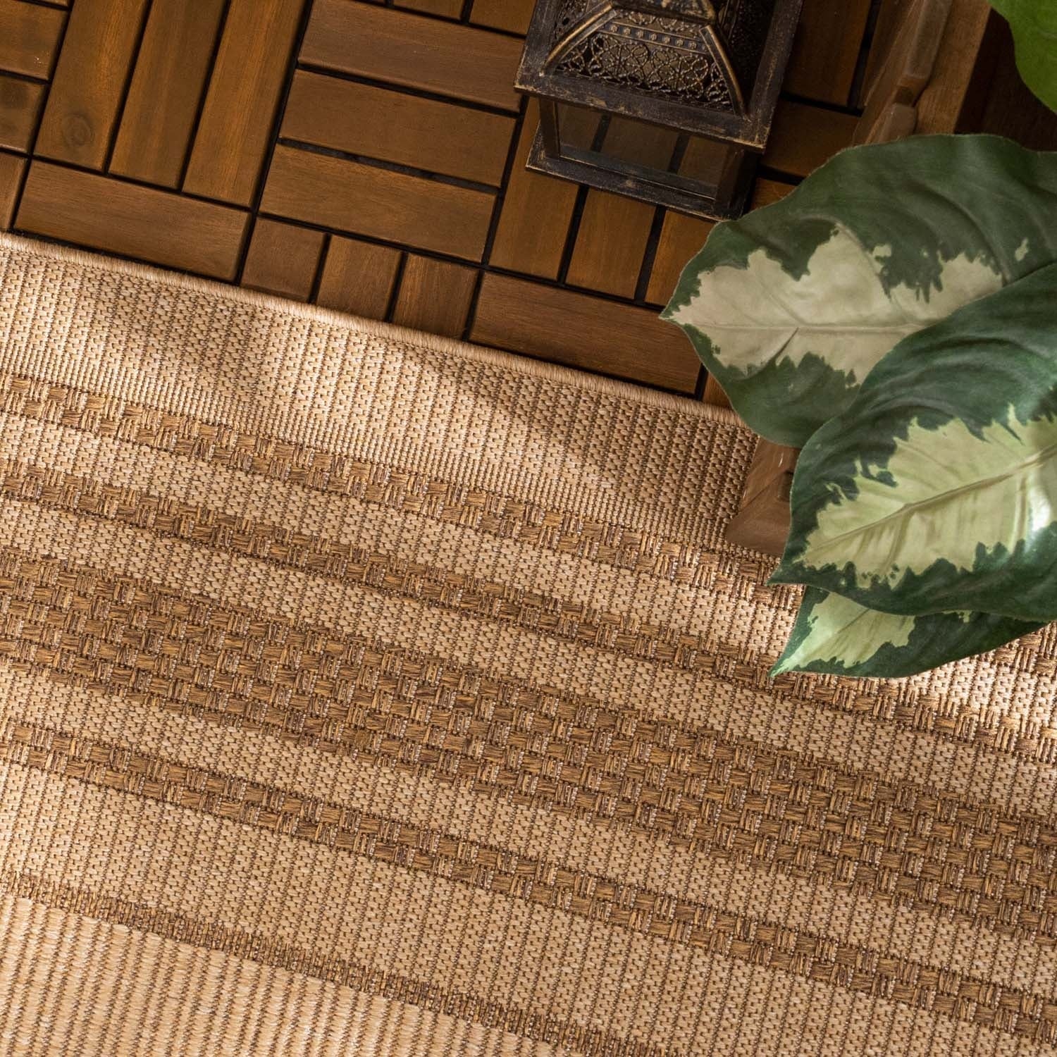 Jute Outdoor Rug - Mavi Border Cream/Brown