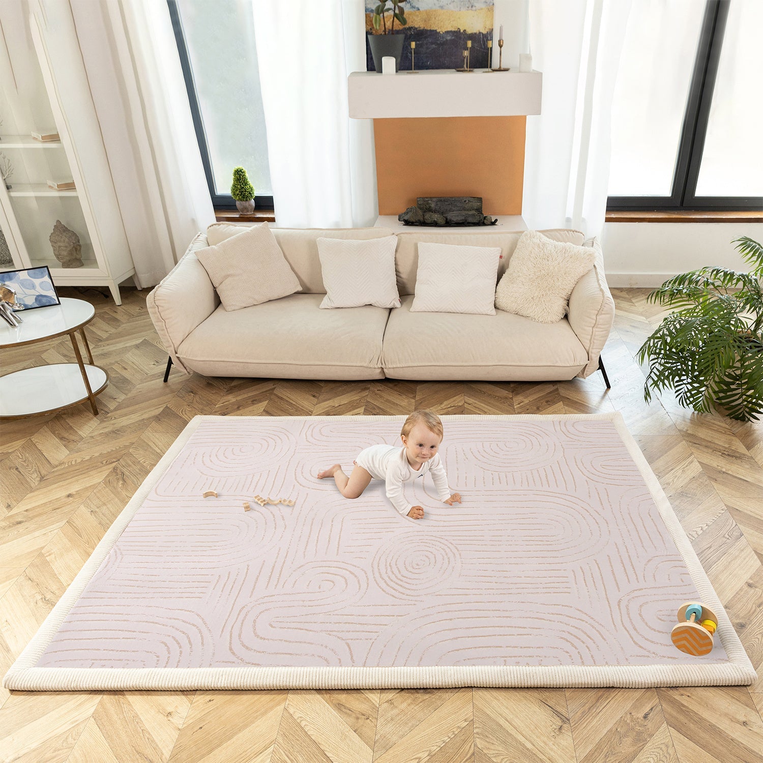 Soft XL Play Mat - Ozzy Lines Pink