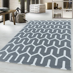 Modern floor rug - Streaky Pattern Grey/White