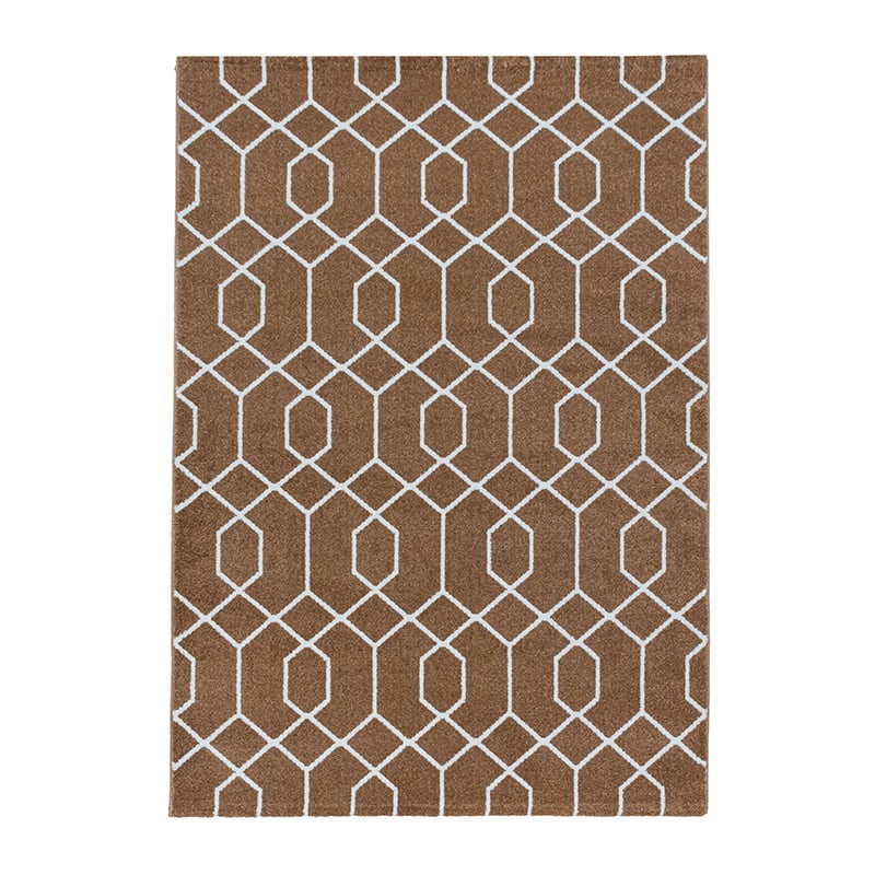 Retro Floor Rug - Stencil Pattern Brown/White