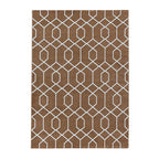 Retro Floor Rug - Stencil Pattern Brown/White