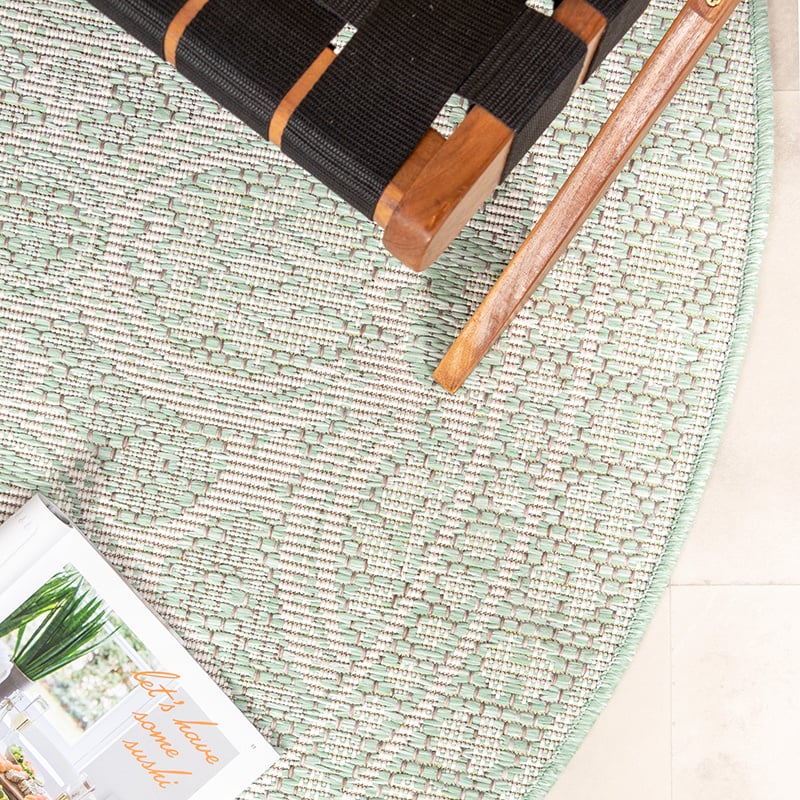 Round Outdoor Rug - Summer Oriental Mint