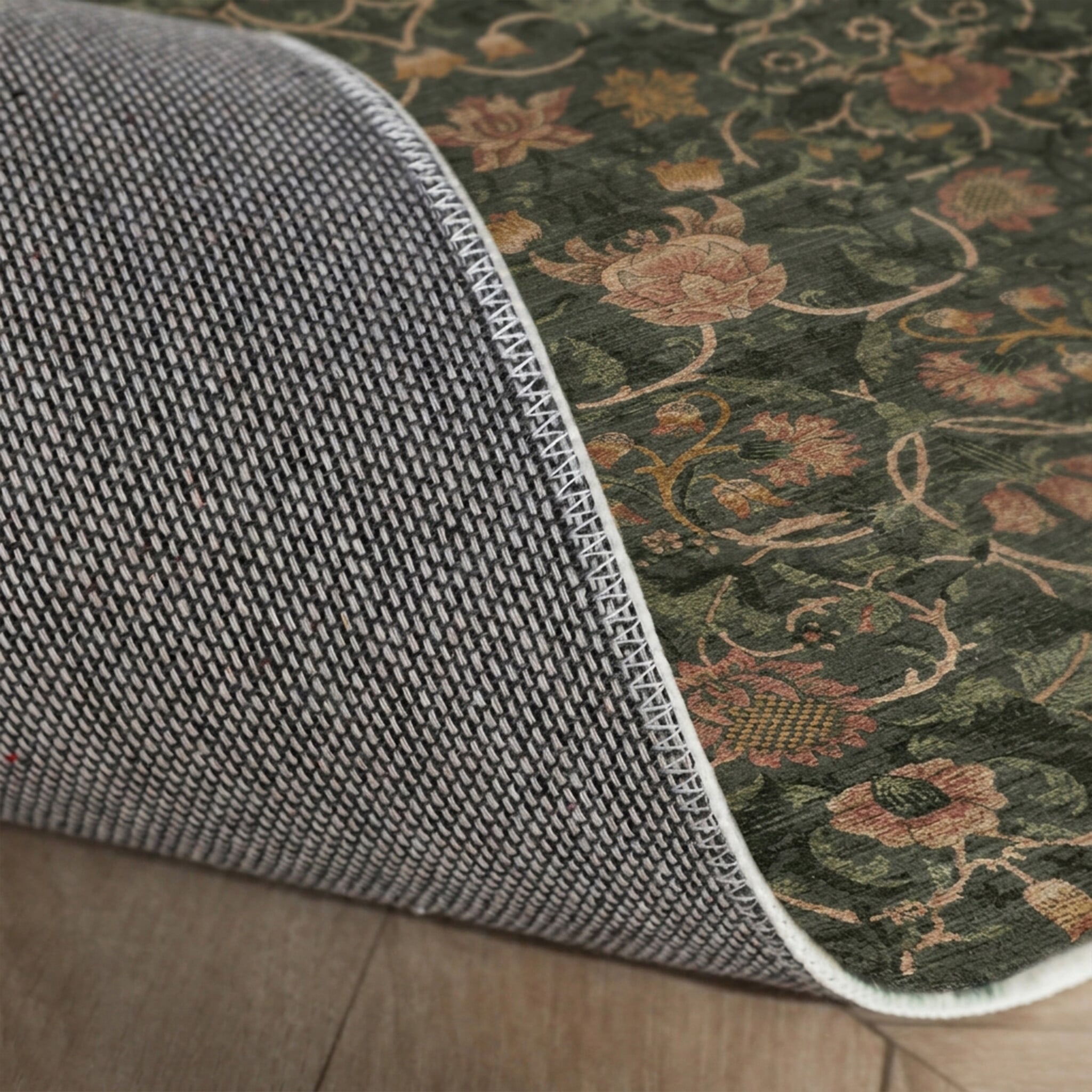 Floral rug – Rosie Dark Green