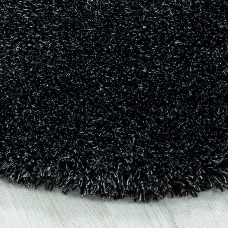 Round High-Pile Floor Rug - Fuzzy Anthracite
