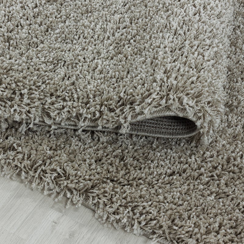 Round high-pile floor rug - Softy Beige