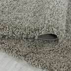 Round high-pile floor rug - Softy Beige