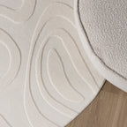 Round Scandinavian Rug - Charm Shapes White