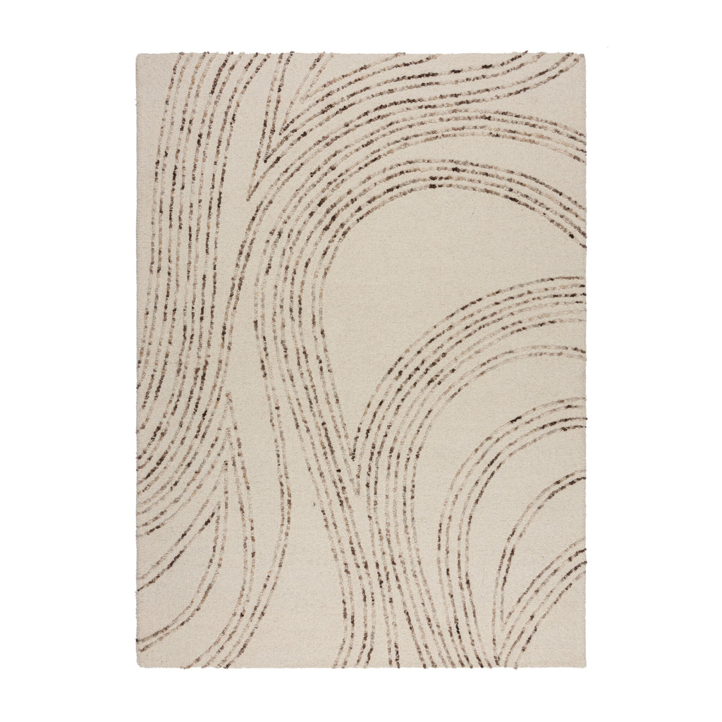 Abstract floor rug - Maceo Swirl Cream/Brown