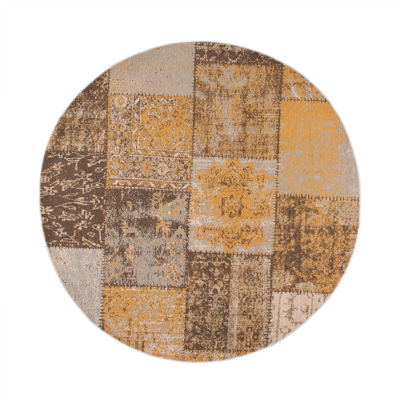 Round Patchwork Rug - Dreams Ochre Yellow