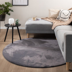 Round Low-Pile Rug - Cozy Anthracite