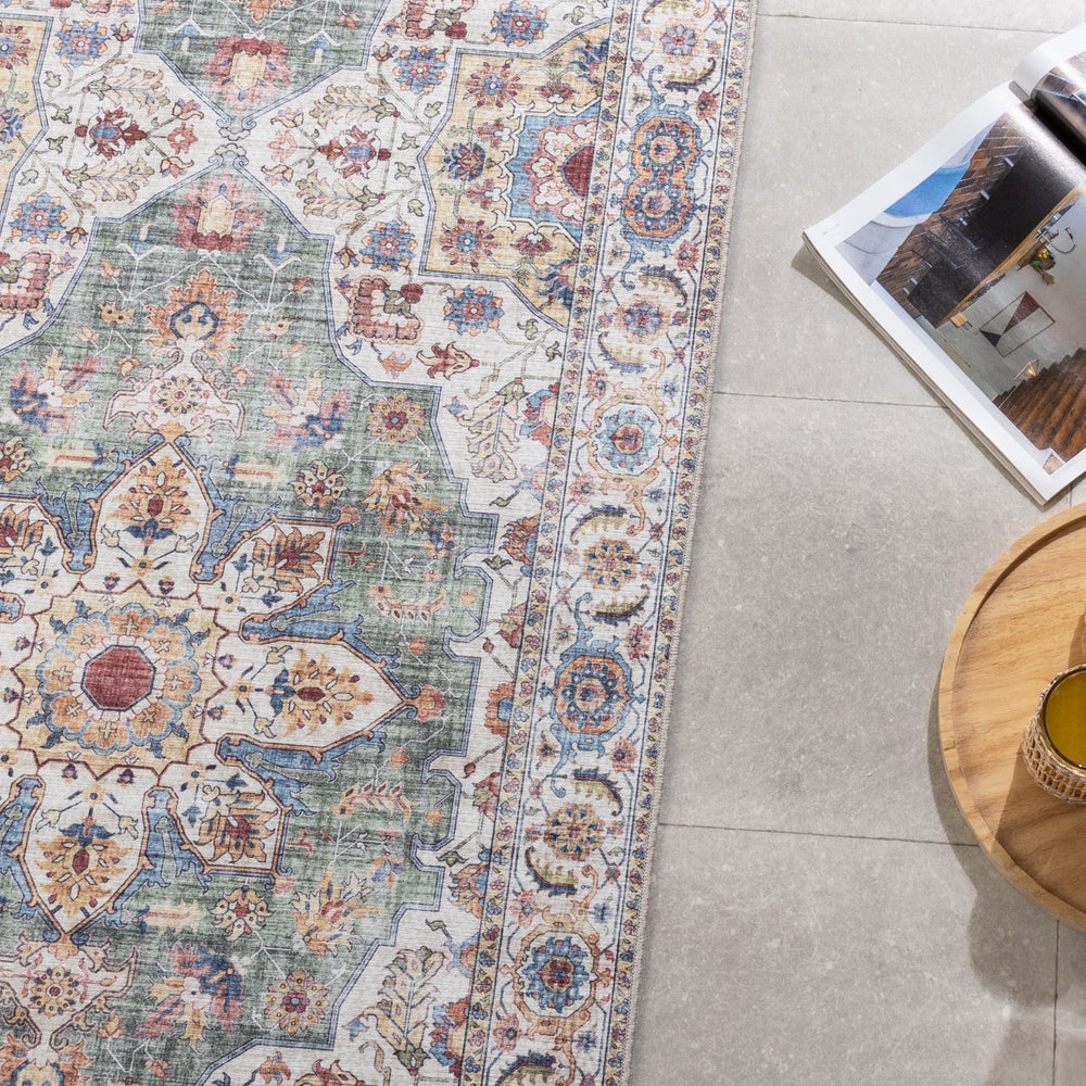 Washable Runner - Domingo Mandala Olive Green