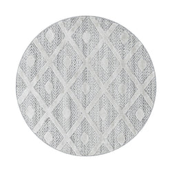 Round Scandinavian Rug - Pitea Ethno Cream/Grey