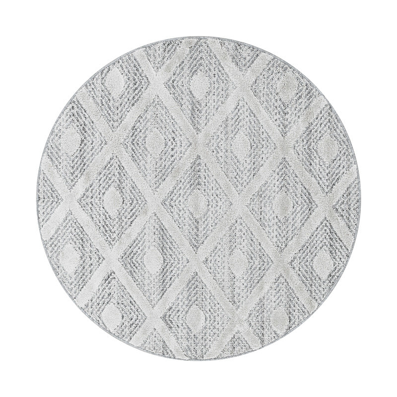 Round Scandinavian Rug - Pitea Ethno Cream/Grey