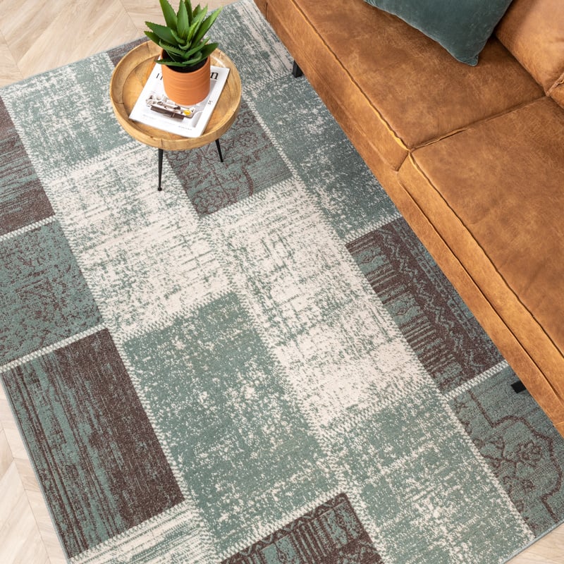 Patchwork Rug - Spring Green/Grey