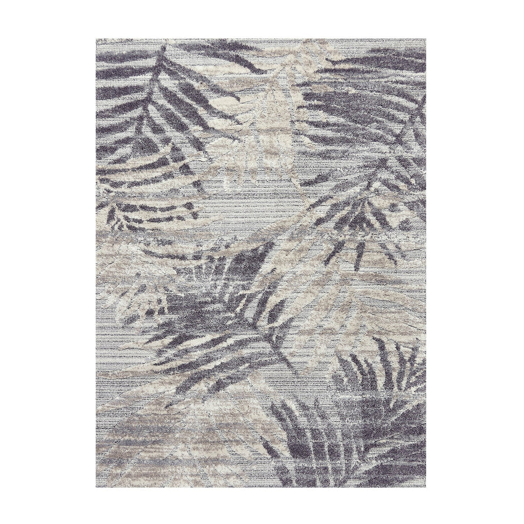 Soft floor rug - Oceane Leaves Grey